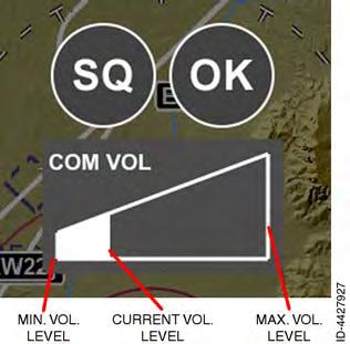 When controlling COM volume, rotation of the volume knob or touching the COM VOL volume touchscreen button displays the COM radio pop--up window, as shown in Figure 5--2.