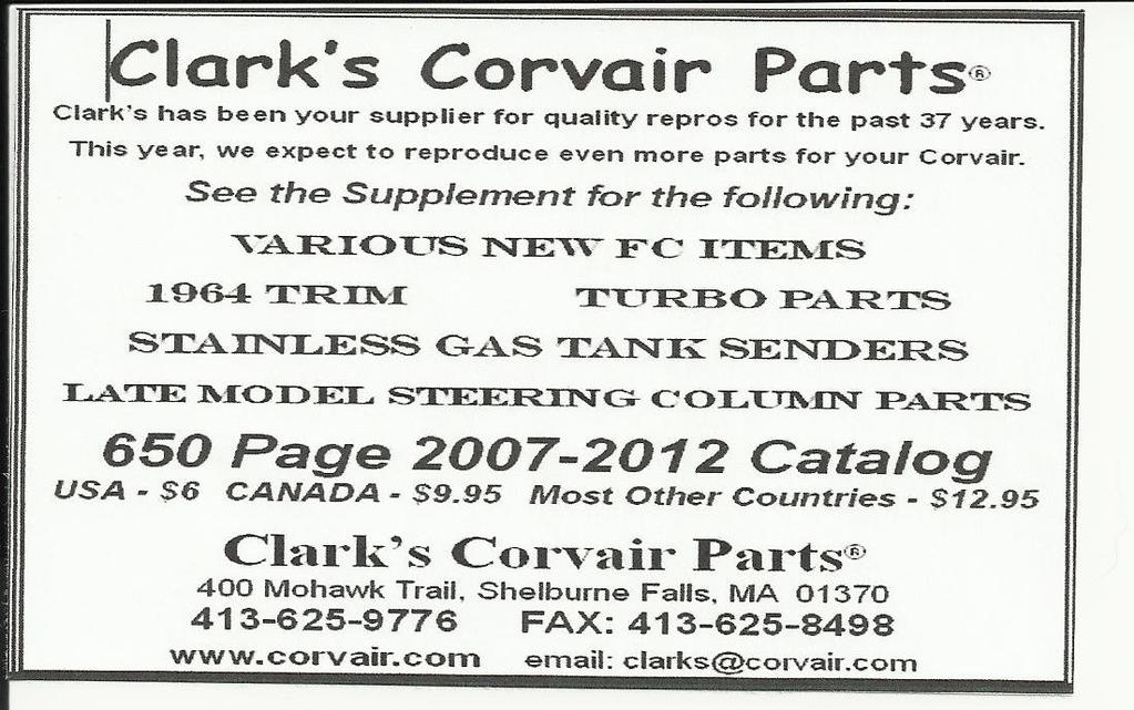NATURE COAST CORVAIR CLUB OFFICERS 7 President John Saxe 20214 SW 86th Loop, Dunnellon, Fl. 34431 jnknsaxe@hotmail.com Vice President + Historian Lee Eck 7712 W. Drover St.