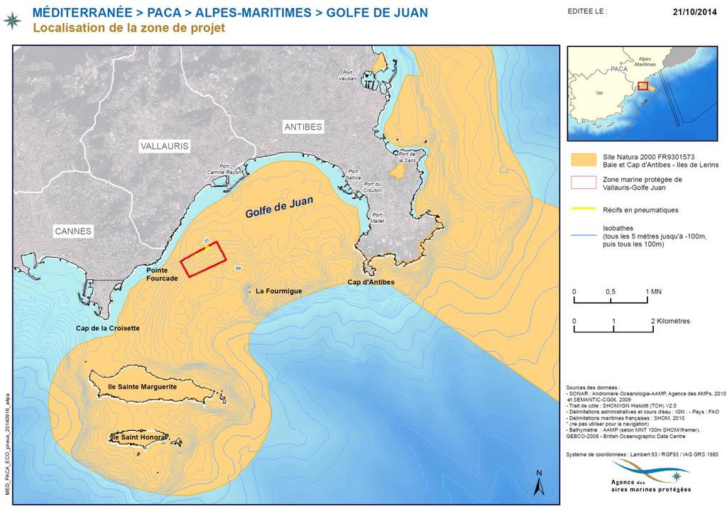 Following the decentralisation laws, the Conseil départemental (county council) of the Alpes-Maritimes became responsible for managing the Vallauris-Golfe Juan marine protected area.