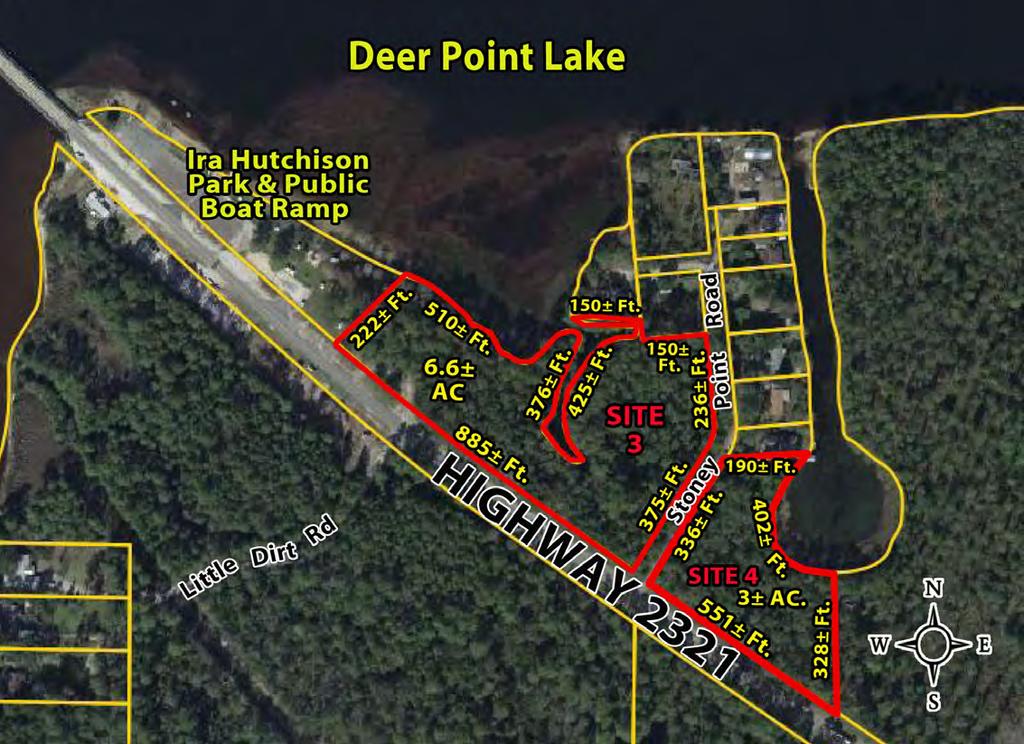 ESTATE SALE - Deer Point Lake - Highway 2321 Panama City - Bay County - Northwest Florida SITE 3 - $295,000.00-6.6± Acres SITE 4 - $225,000.
