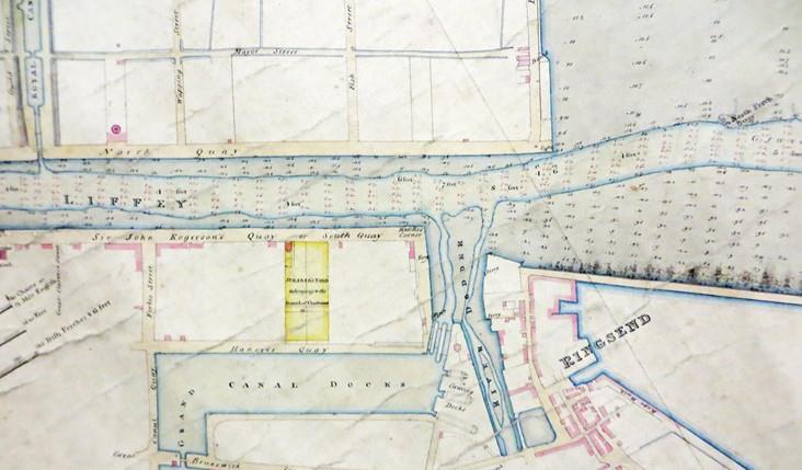 In 1710 the Ballast Office committee began works to contain the north bank of the Liffey, reaching the eastern extremity by 1717, when they turned northwards.
