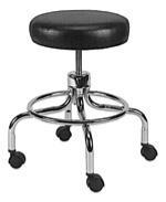 Re volving Stool De luxe Phy si cians Scale Detecto Fea tures chrome plated steel frame with foot rest ring on 2" ball bear ing cast ers. Well cush ioned 14"ure thane foam vi nyl up hol stered seat.