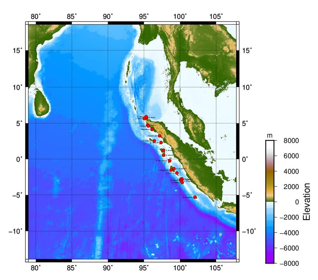 Producing Tsunami Estimated Time of Arrival for the Small Islands Tsunami Estimated Time Arrivals (ETAs) were produced by setting 17 observation points around populated small islands.