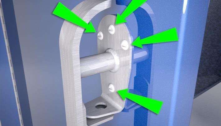 secure the handle using (4) one-way security screws and (4) nylock nuts.