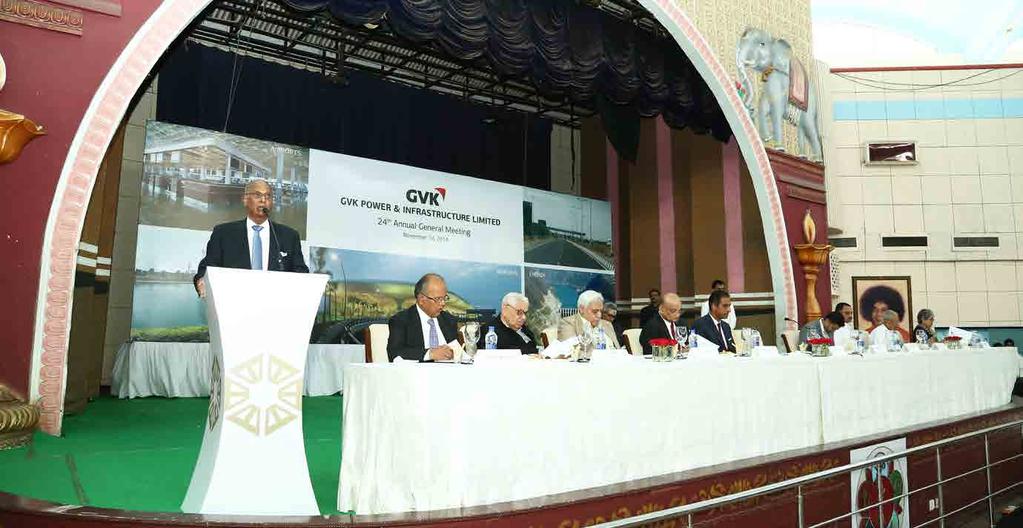 Vol VI Issue XII December 2018 24 th GVKPIL AGM The 24 th AGM of GVK Power & Infrastructure Limited was held on November 14, 2018 at Hyderabad.