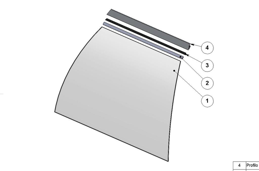 2.3. GLASS ASSEMBLY ITEM DOCUMENT 1. RG051 2. 3. TITLE MATERIAL PART NO. FOR MODULE CENTRAL CURVED GLASS 90 EXT.