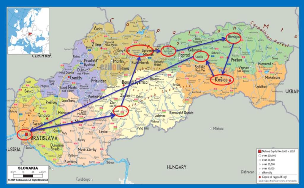 Map of Proposed Itinerary: The following map reflects the preceding itinerary and demonstrates the geographic range of our planned travel. Please note that this itinerary is subject to minor changes.