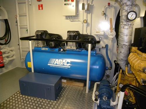 The Compressor has a capacity of 950 L/min and two with a capacity of 175 L/min Her seawage treatment