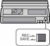 Odr avanje i mjere opreza (nastavak) x Sprje avanje slu ajnog presnimavanja Pomaknite zaštitni graničnik na kaseti u položaj SAVE. REC: Moguće je snimati kasetu.