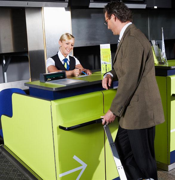 Brochures displayed at checkin counters at Riga International Airport Passengers are magnetized to the checkin counters at Riga International Airport,