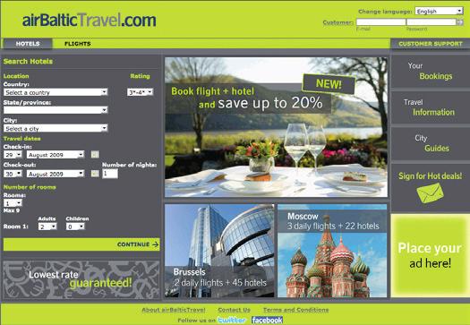 Banner at airbaltictravel.com the leading online travel portal in Baltic states Place your banner online at airbaltictravel.