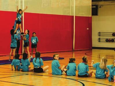 CHEERLEADING & GYMNASTICS CAMP Campers learn basic cheerleading and gymnastic moves, stunts and skills.