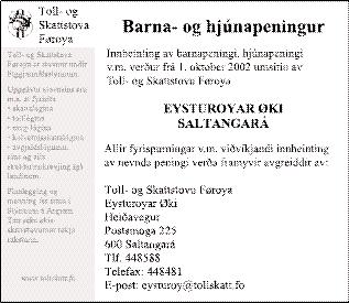 2002, og hesir prísir verða sammettir við prísirnar sama tíðarskeið í 2001.