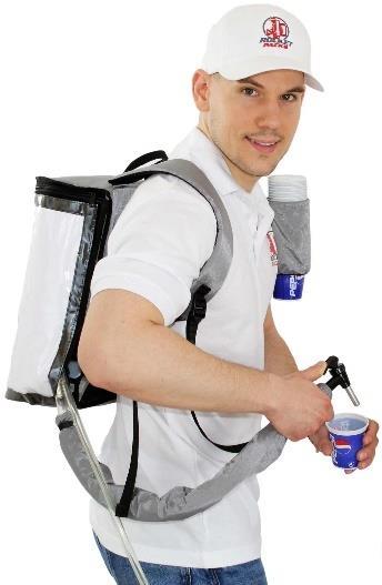 When use the backpack with carbonated beverages, the Mini-Air-Pump has to be operated as