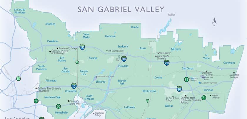 AREA OVERVIEW SAN GABRIEL VALLEY Located just east of Downtown Los Angeles, the San Gabriel Valley offers an outstanding quality of life and great business environment.