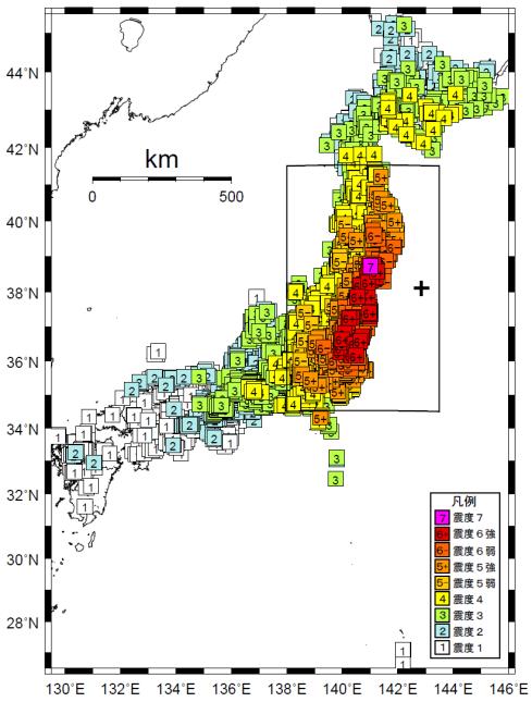 0 Seismic Intensity within Sendai