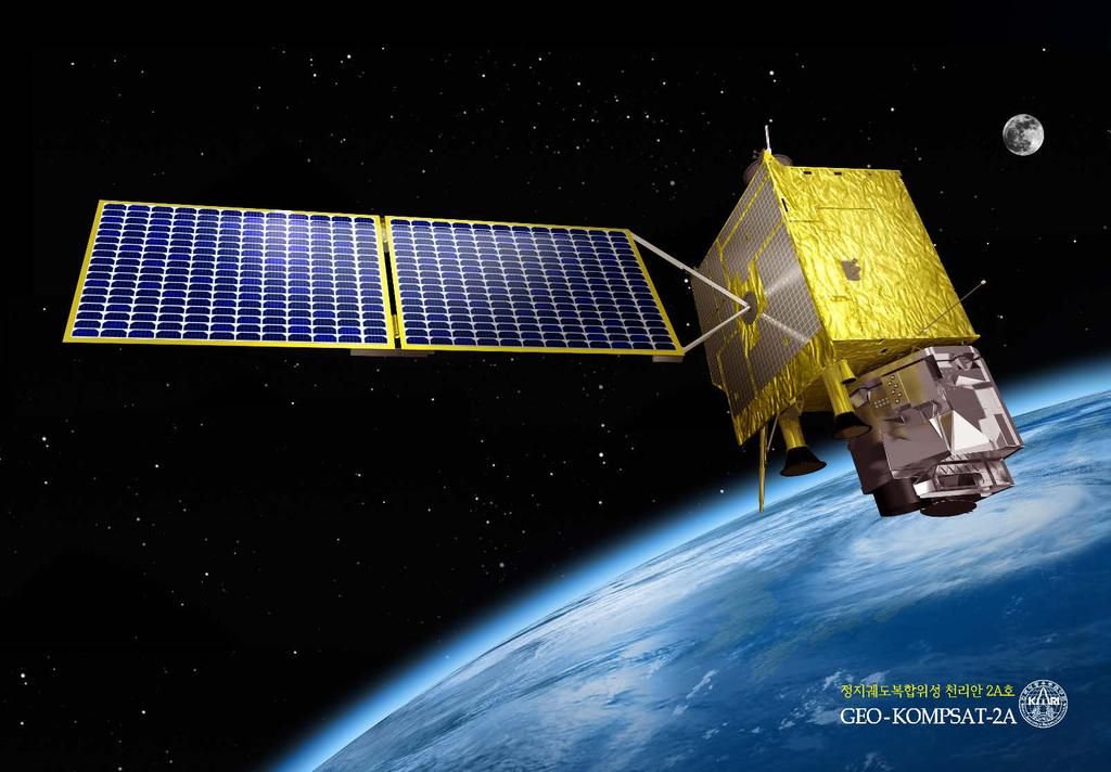 SATELLITE CUSTOMER/MANUFACTURER MISSION MASS AT LAUNCH PLATFORM INSTRUMENT ORBITAL POSITION STABILIZATION BATTERIES DESIGN LIFE KARI (Korea Aerospace Research Institute) Meteorology 3,507.2 kg.