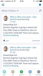 See these screenshots: Figure 1 - Salesforce 1 Menu including Shared Rides & Routes Figure 2 -