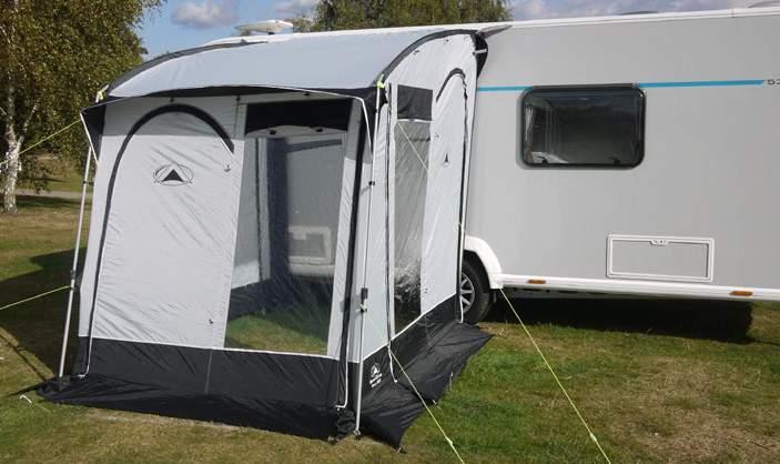 300 260 A spacious awning with large panoramic windows that cover the entire front of the awning, our Rotonde 300 has ample ventilation and includes two side doors and a front panel that can be