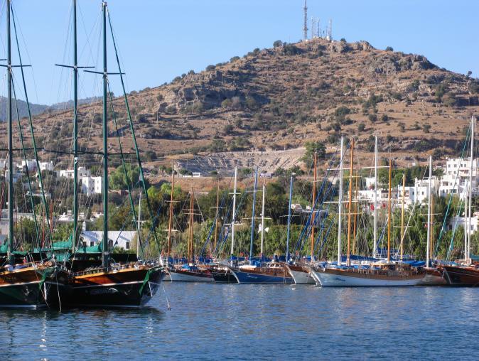 We visit the remains of his tomb, the Mausoleum, another of the Seven Wonders. Overnight in a bay outside Bodrum.