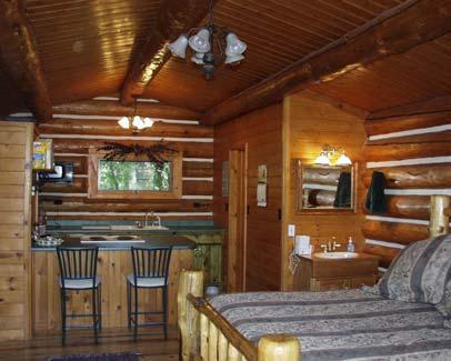 log guest cabin sits in its own private location.