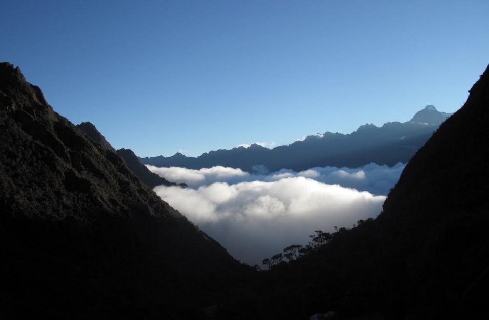 Day 6: 30th April 2019 From the ridge we embark on the infamous Inca steps: a two kilometre stone staircase taking us rapidly downhill amid a panorama of overwhelming immensity, with the peaks of the