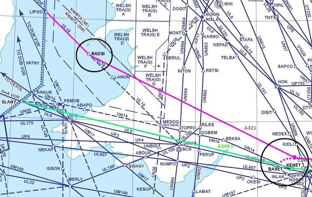 Fig 1 At 1100:48, the radar shows the A321 had commenced a L turn towards BASET. At 1100:52, the distance between the ac was 6 4nm.