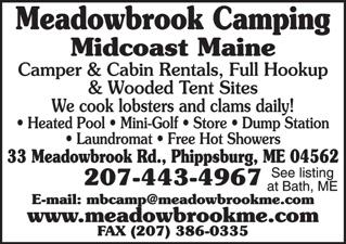 w/picnic table, cabins, laundry, ltd groc, ice, picnic tables. WWWRECREATION: swim pool, stream fishing, mini-golf, golf nearby, bsktball, horseshoes, v-ball, local tours. Clubs welcome.