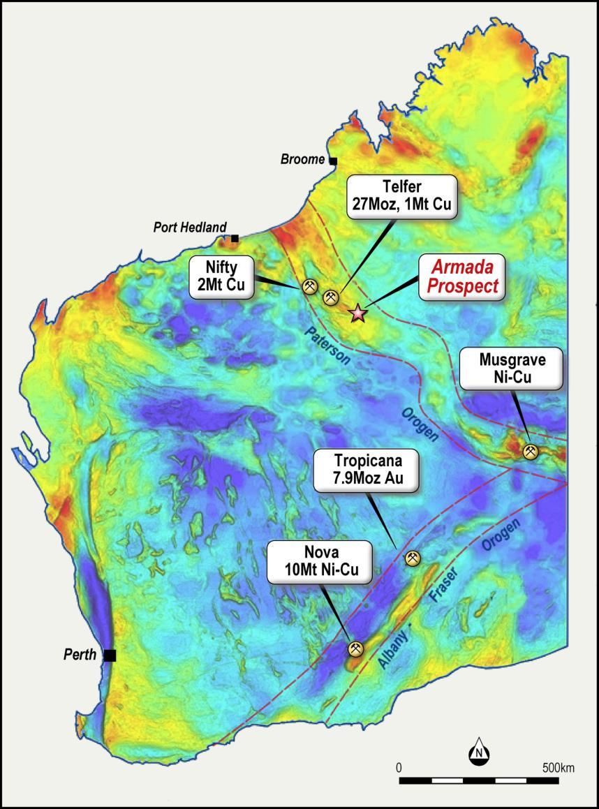 Figure 2: Armada Prospect Location Artemis engaged Southern Geoscience Consultants to complete a review of existing geophysical data.
