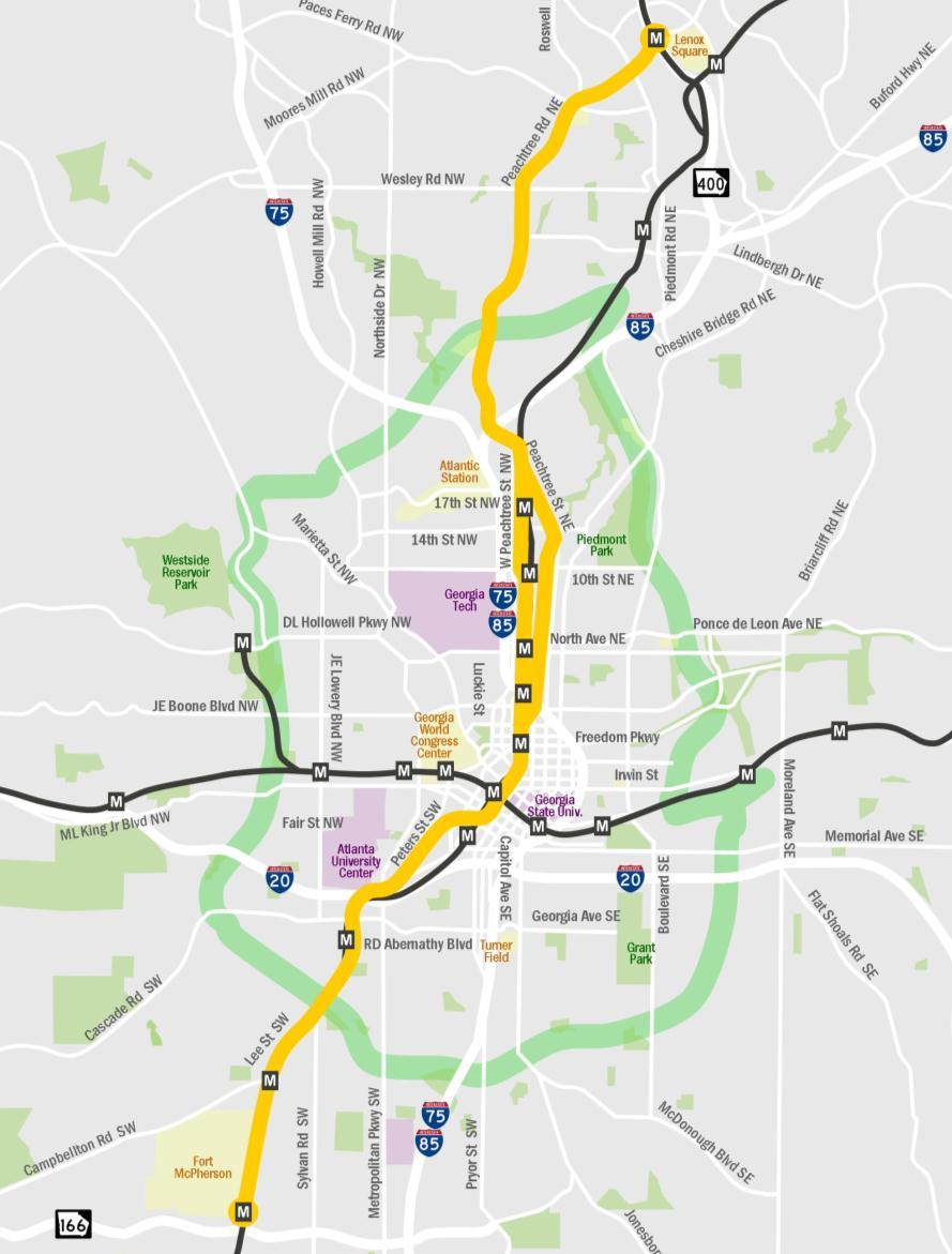 // Conceptual Operating Plan Crosstown Peachtree Line (Fort McPherson to Buckhead) Peachtree St/West Peachtree St/ Peters St/Lee St corridor Bi-directional on-street