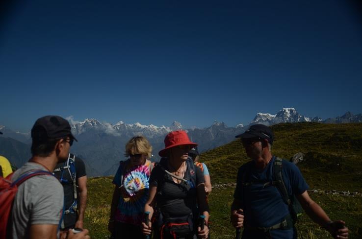 We walk down the beautiful ridge heading towards Auli and camp at the small campsite of Tali in the woods.