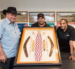 Professor Mick Dodson at Kuruma Marthudunera Aboriginal Corporation with Royce Evans and Leanne Evans The Indigenous Governance Awards were first conceived by Reconciliation Australia and BHP