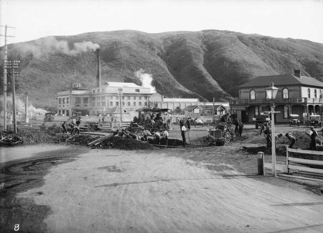 History of the Hutt Work on the railway tracks outside the