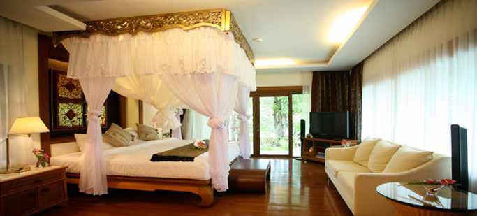 ACCOMMODATION The resort s 85 rooms and villas are tastefully designed in a Lanna style and furnished with natural fabrics and fine golden teak.