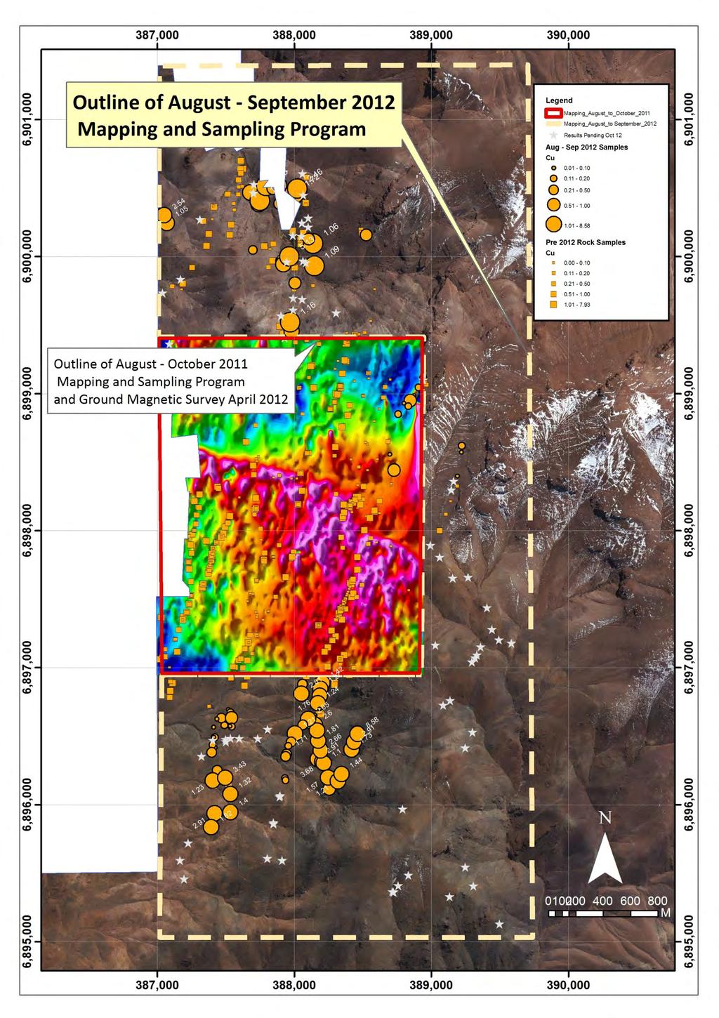 Figure 2 Cerro Verde rock chip sample locations