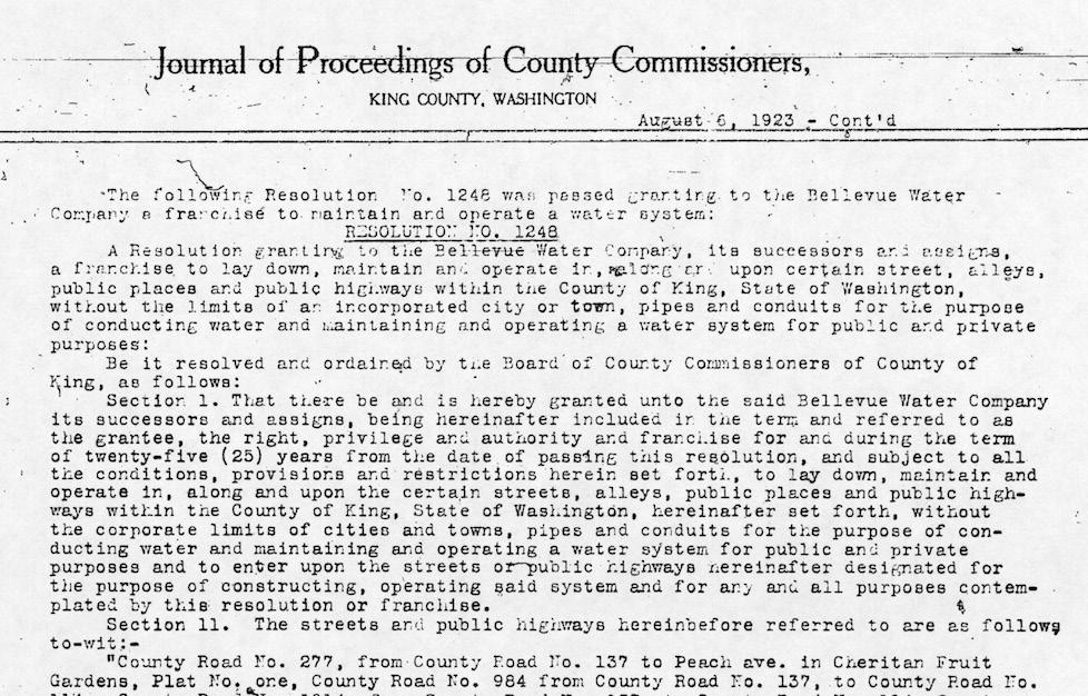 Hill Primary Source 4A Sections of King County Resolution 1248, granting a