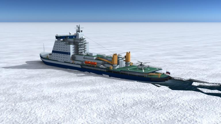 Nuclear ice-breaker of new generation Length overall DWL length Breadth overall DWL breadth 173,3 m 160,0 m 34,0 m 33,0 m Draught of the ice-breaker: for a long work on Northern Sea Route - 10,5 m