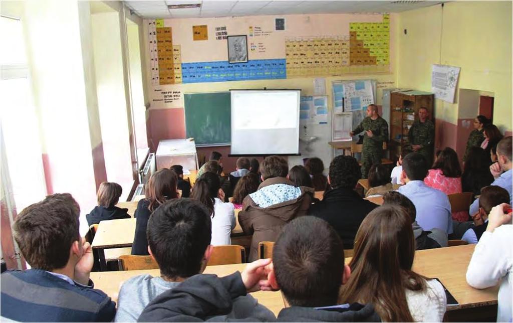 lectures on students awareness of the risk of mine and other unexploded explosive devices in primary and secondary schools of the Republic of Kosovo.
