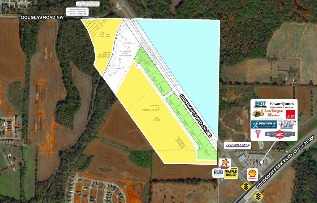 PROPERTY SITE MAP T2 T3 1 2 3 4 LAND TRACT 1 TRACT 2 TRACT 3 OUT PARCEL 1 OUT PARCEL 2 OUT PARCEL 3 OUT PARCEL 4 36.03 AC 11.64 AC 45 AC 1.63 AC 1.25 AC 1.