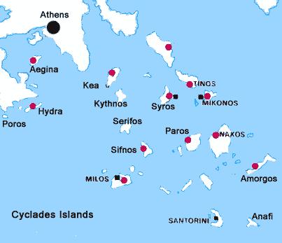 Here are other suggested itineraries: Two weeks North Cyclades-Saronic Gulf Saturday Kalamaki-Sounio 23NM Sunday Sounio-Kea 15NM Monday Kea-Syros 36NM Tuesday Syros-Mykonos 20NM Wednesday