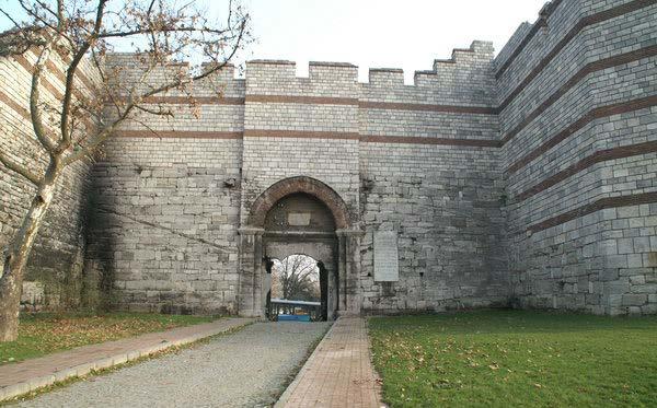 The Charisius Gate in the Walls of Constantinople.
