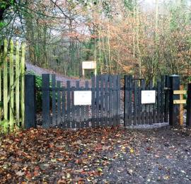 The entrance gate to Skipton Castle Woods opens outwards and is 1.2 metres wide.