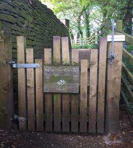 The Bailey Entrance Skipton Castle Woods can be accessed by a gate located close to the entrance of