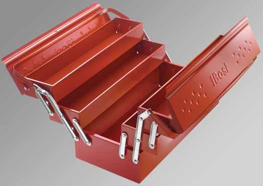 CANTILEVER TOOLBOX - STANDARD STANDARD 45-5 Toolbox Expansion rods and rivets in nickel-plated steel. Collapsible handles in welded tube. Secured with a padlock (not supplied). Red. 5 compartments.