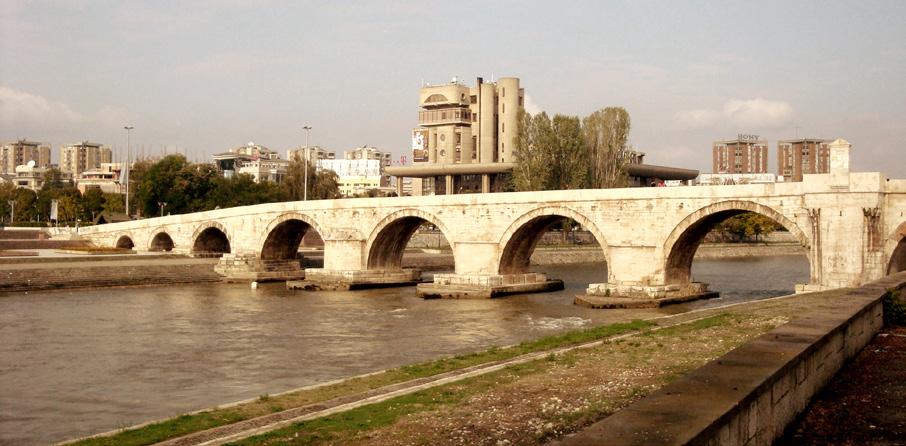 LANDMARKS Historic Skopje Stone Bridge The Stone Bridge marks the center of Skopje and spans over the river Vardar.