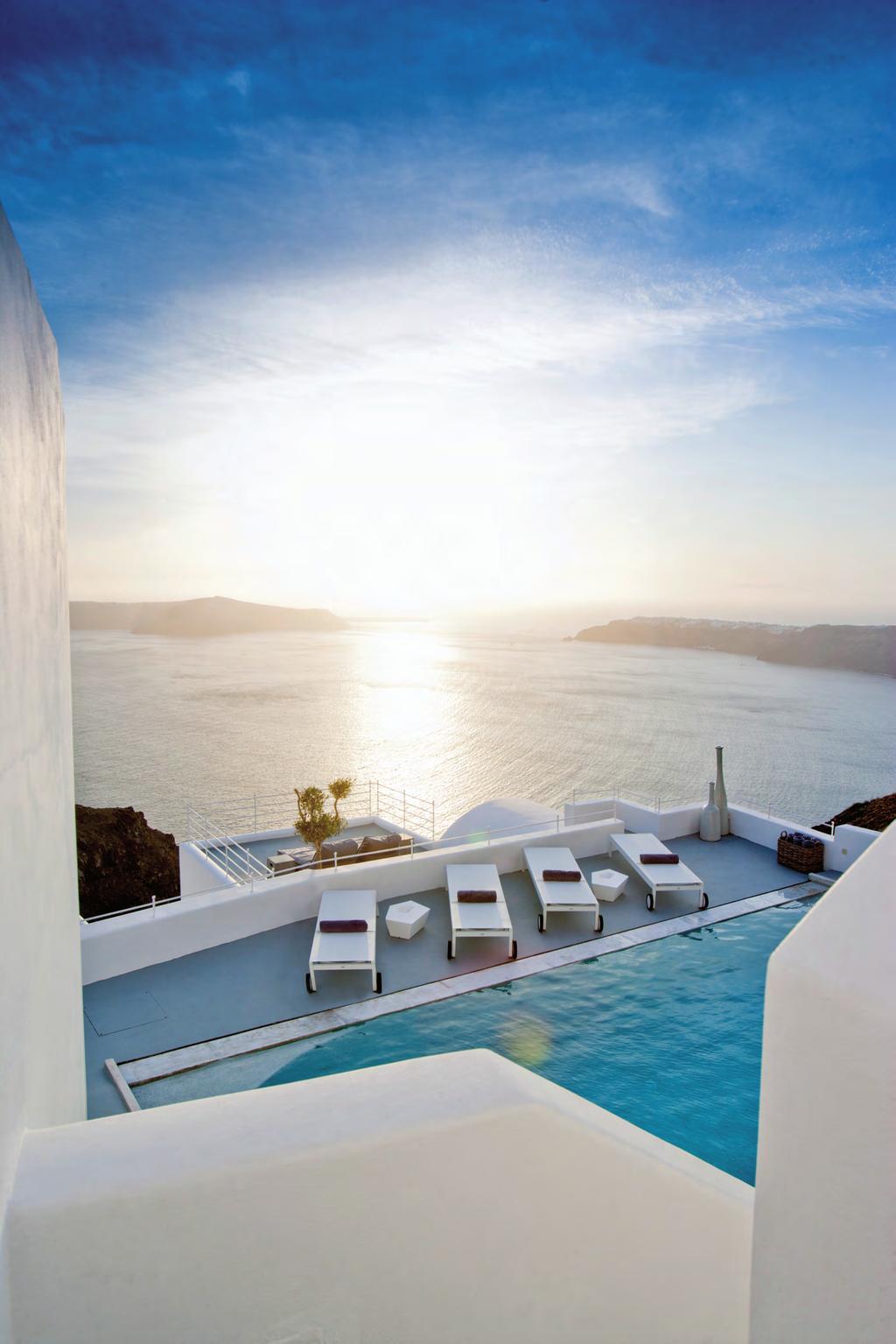 ACCOMMODATION All rooms and suites offer 180 degree unobstructed views of the Caldera and the famous Santorini sunset.