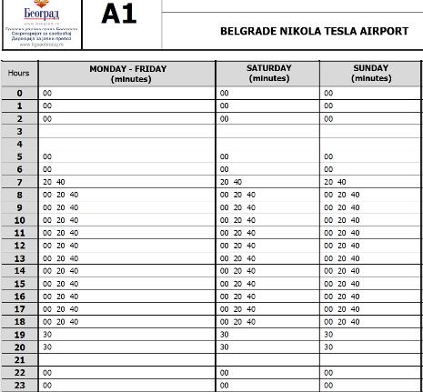 Bus A1 timetable