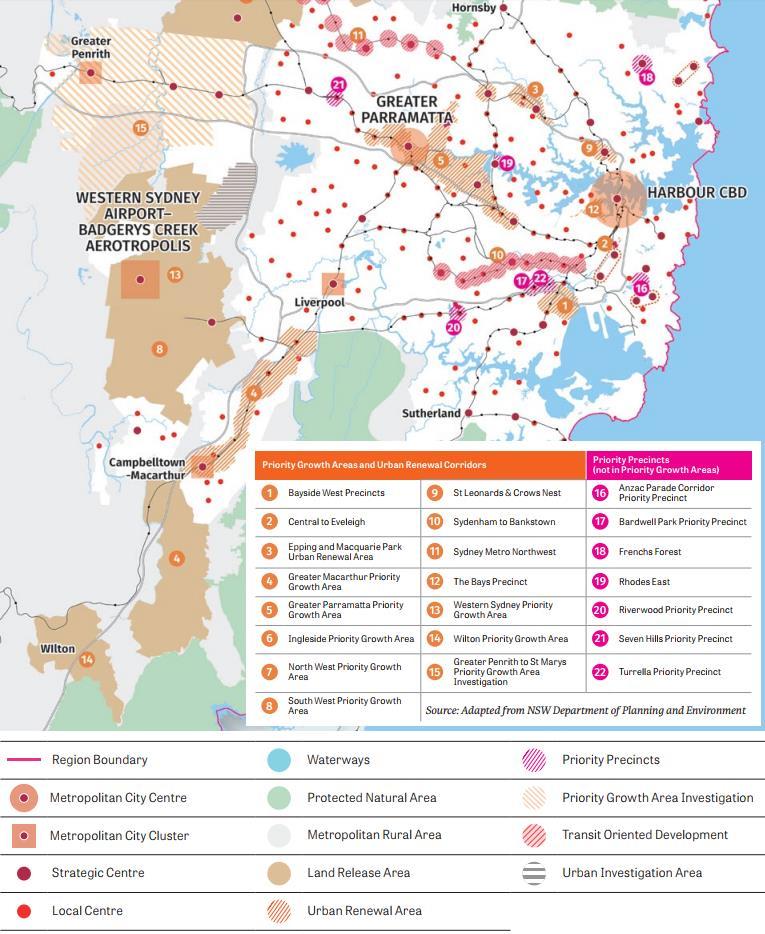 Figure 3 Future housing government programs and preferred locations for consideration In relation to the Western Sydney Airport Priority Growth Area, the draft Greater Sydney Region Plan states: The