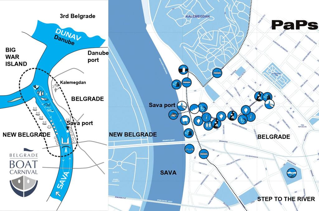 Figura 3. Locations map of Step to the River and Belgrade Boat Carnival events (photo: PaPs archive) 2.1 Project No.