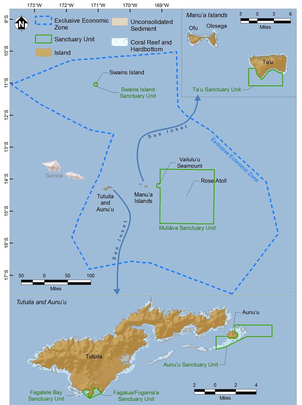 Samoan Archipelago with Sanctuary Units Identified Fagatele Bay